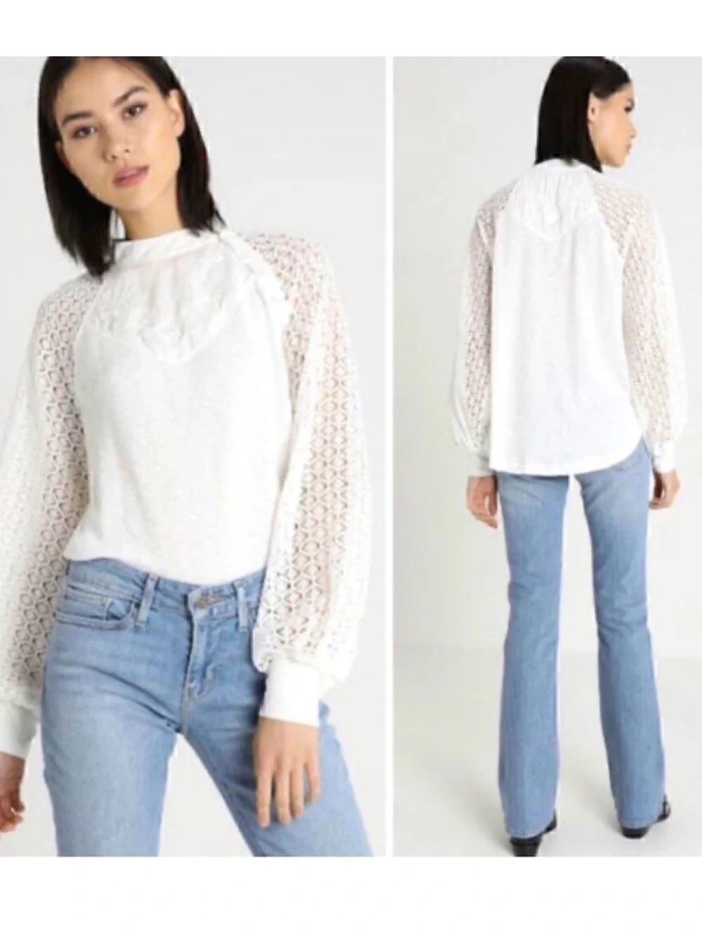 Free People Sweetest Thing Thermal Top Ivory White Size Large NWT New